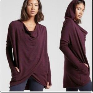 Athleta Plum Purana Wrap OVERSIZED hoodie Fitness Sweatshirt Size XXS Super Soft